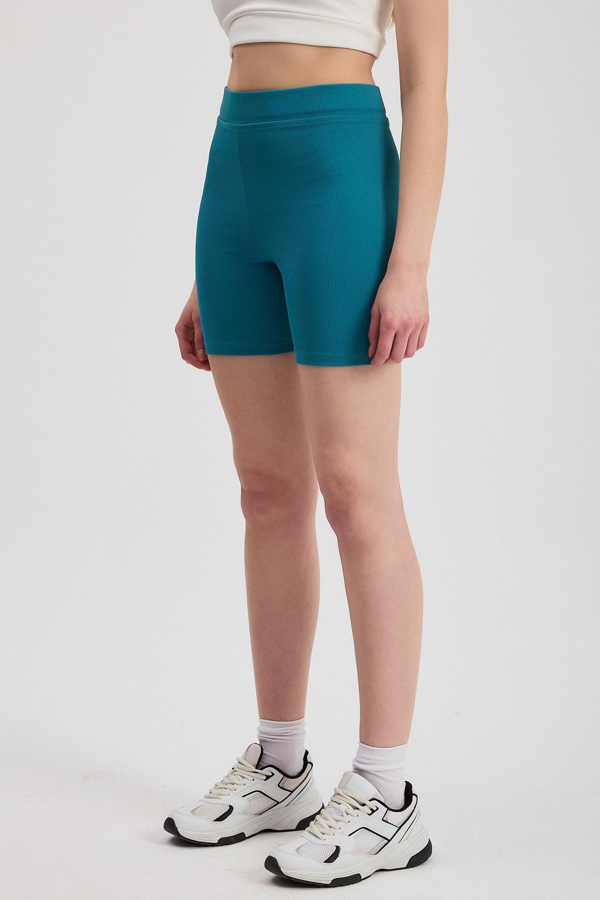 2190 Fitilli Kısa Tayt Petrol - 3