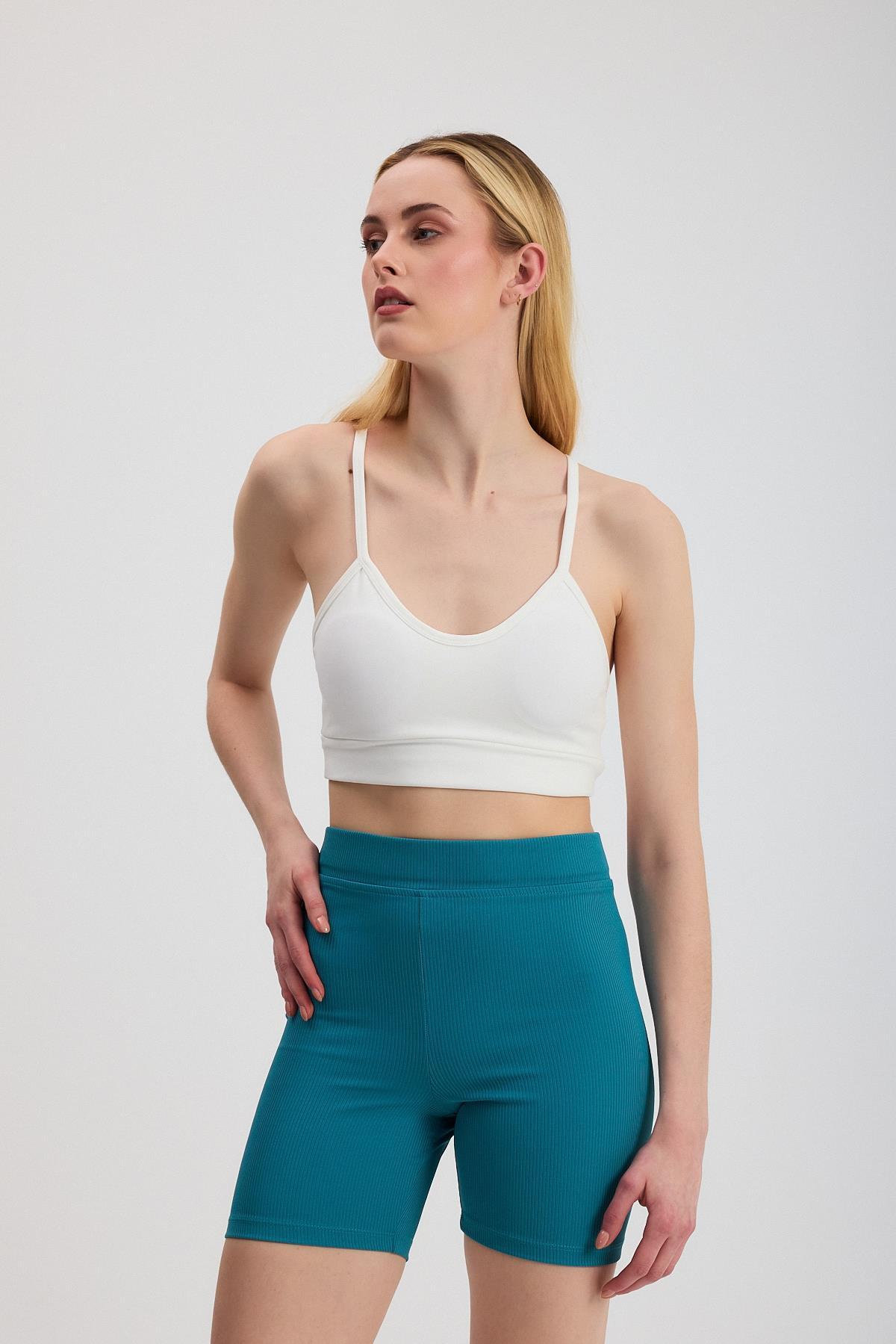 2190 Fitilli Kısa Tayt Petrol 