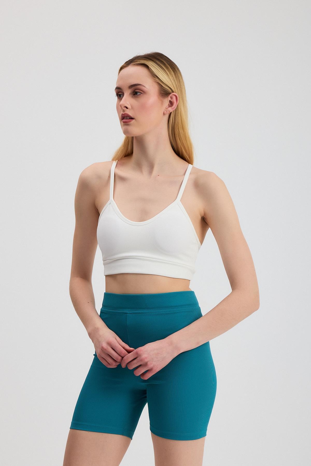 2190 Fitilli Kısa Tayt Petrol - 8