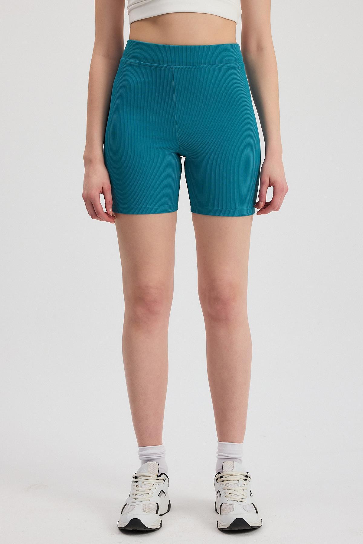 2190 Fitilli Kısa Tayt Petrol - 2