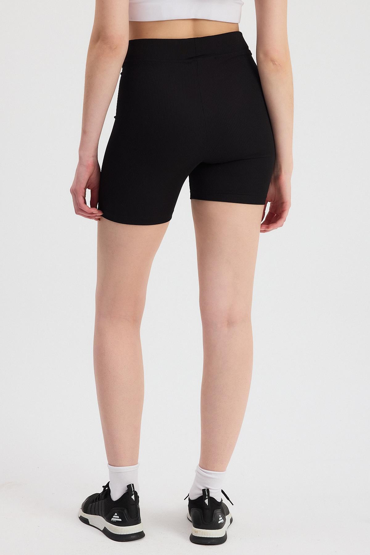 2190 Fitilli Kısa Tayt Siyah - 5