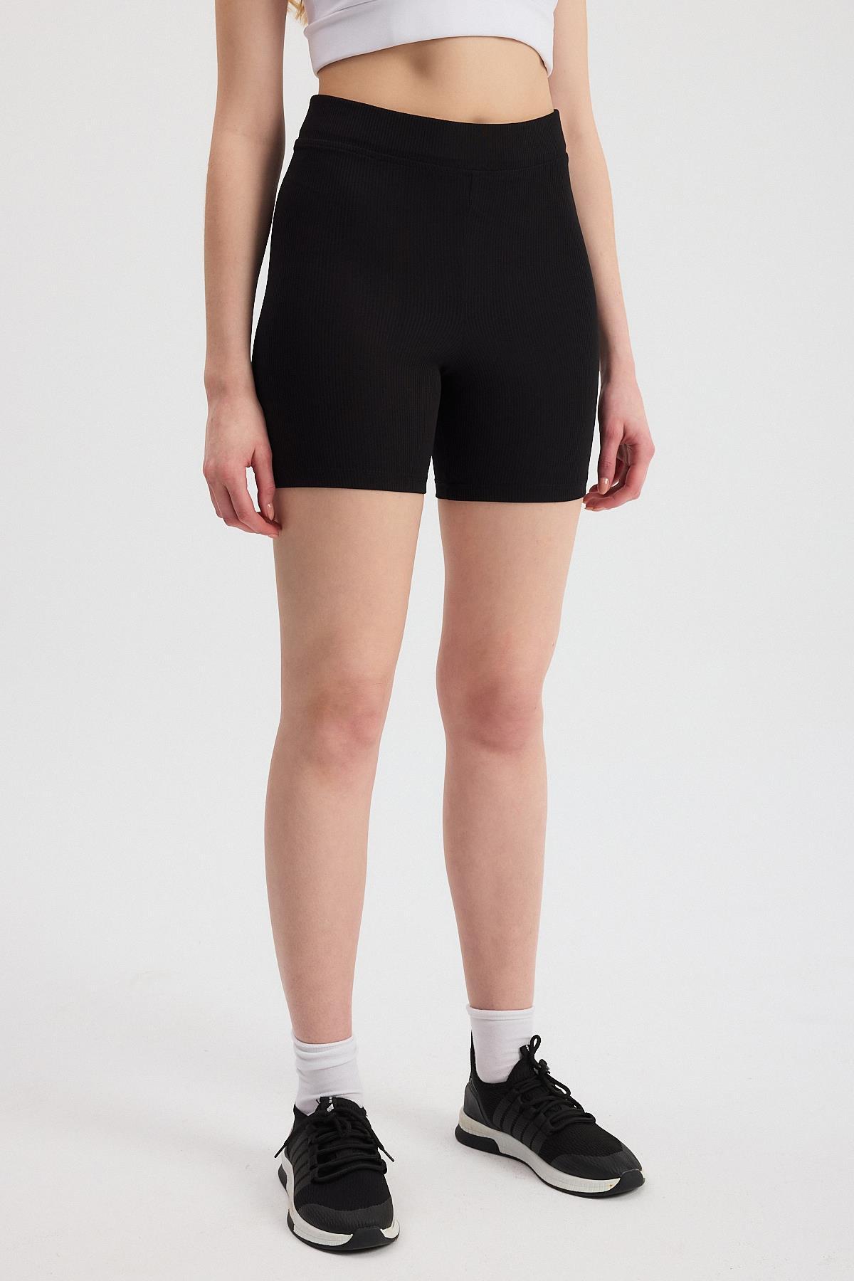 Siyah Fitilli Kısa Tayt 2190M - 3