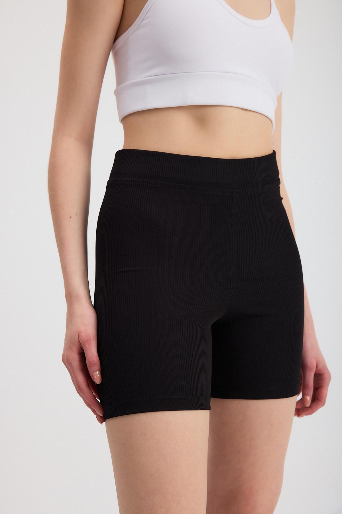 Siyah Fitilli Kısa Tayt 2190M - 4