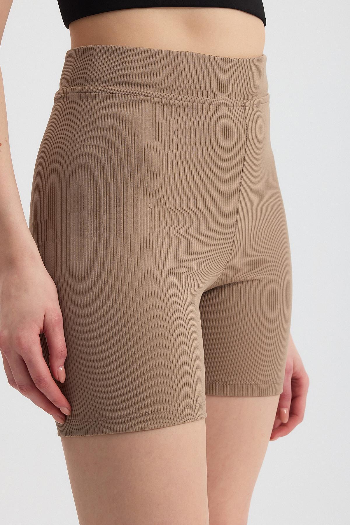 2190 Fitilli Kısa Tayt Taş - 4