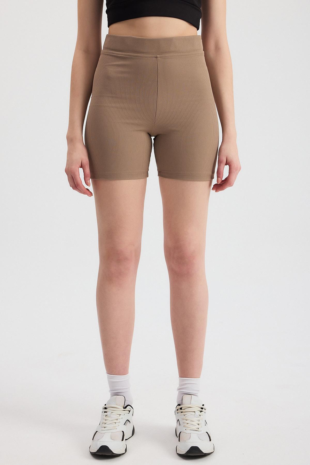 2190 Fitilli Kısa Tayt Taş - 2