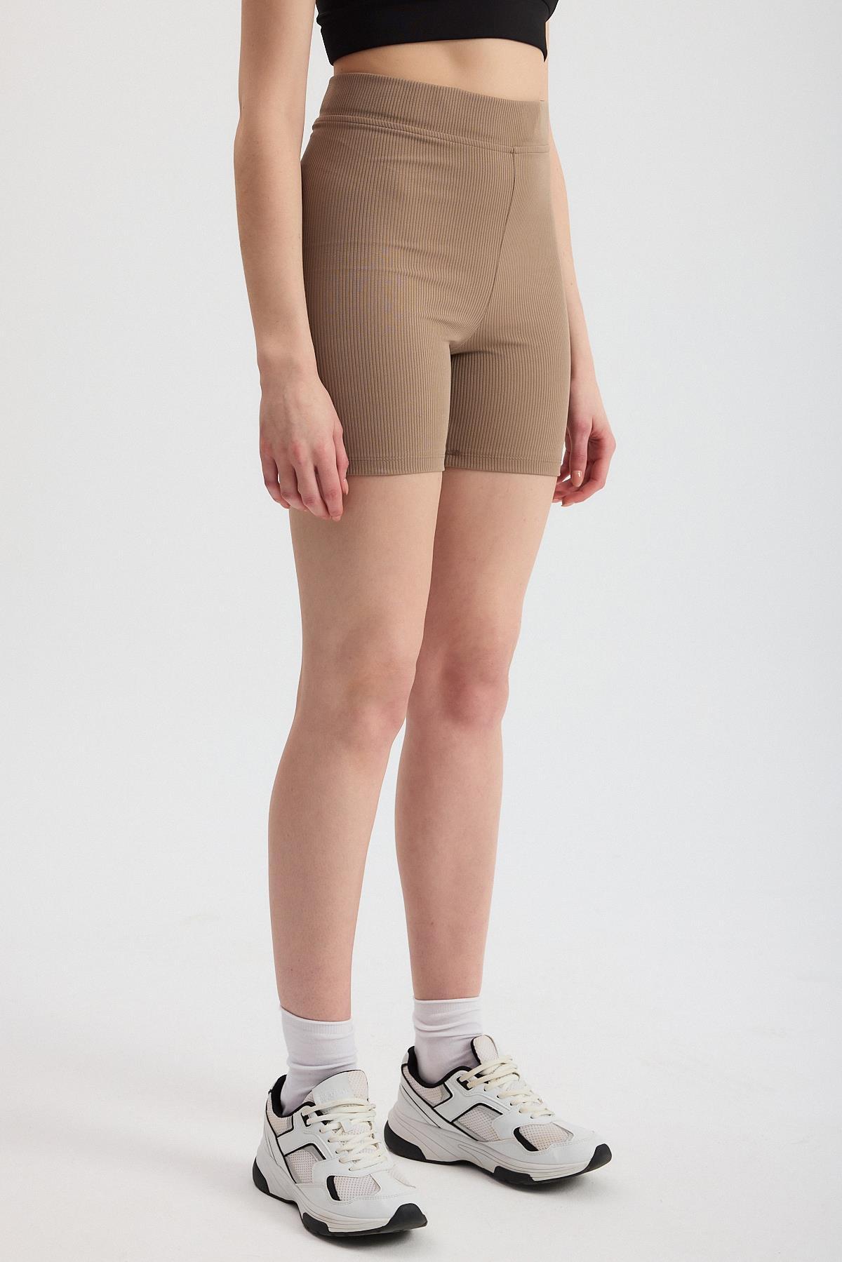 2190 Fitilli Kısa Tayt Taş - 3