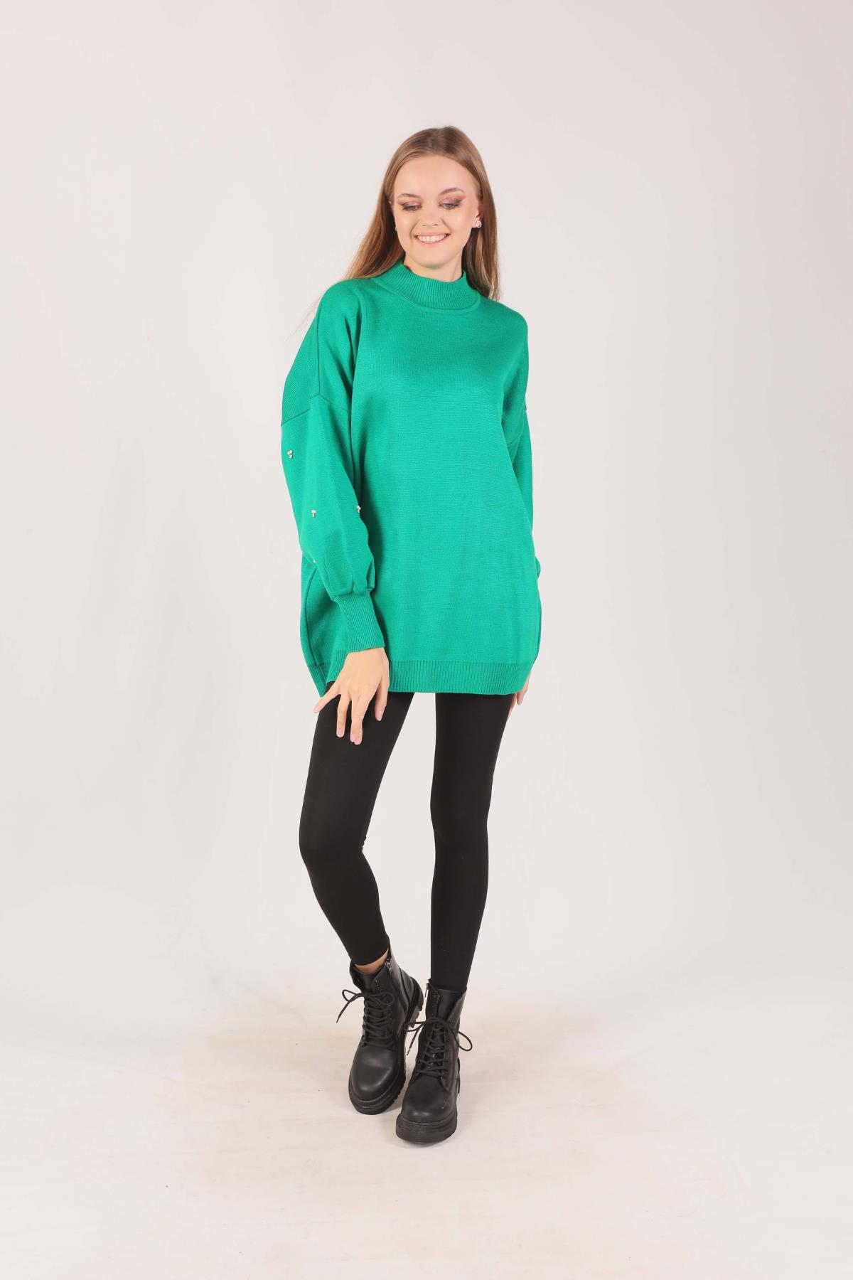 Benetton Yeşili İnci Detay Tunik 2209 