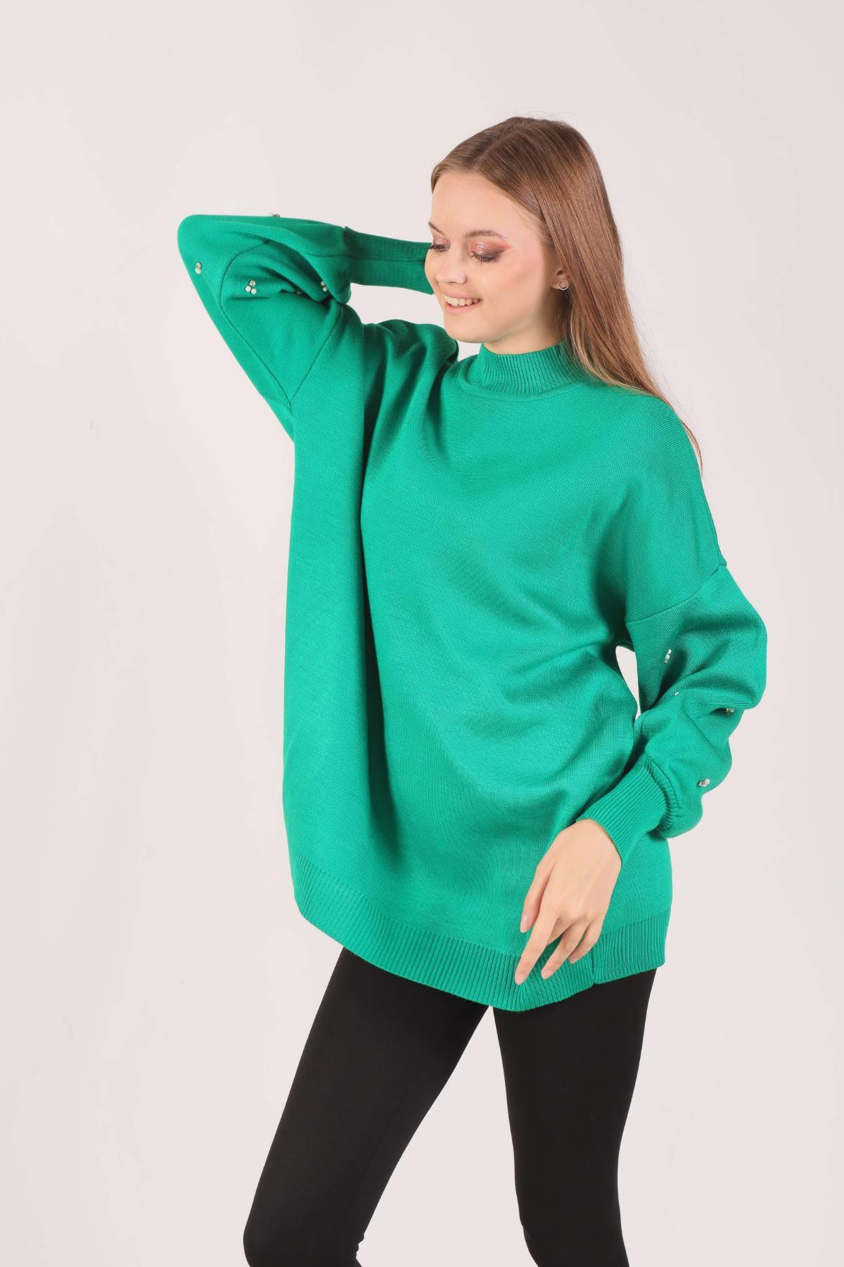 2209 İnci Detay Tunik Benetton Yeşili - 4