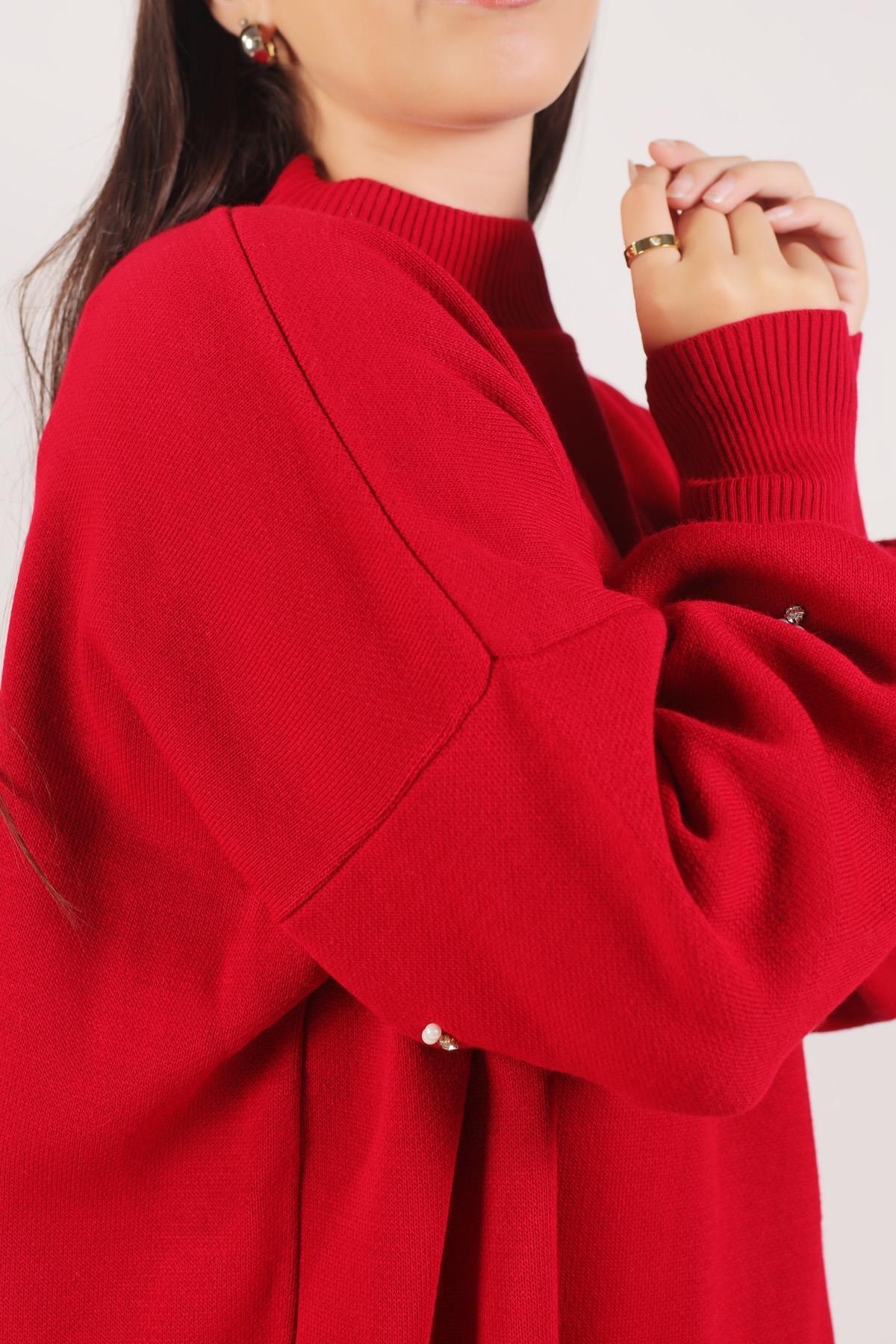 2209 İnci Detay Tunik Kırmızı - 3