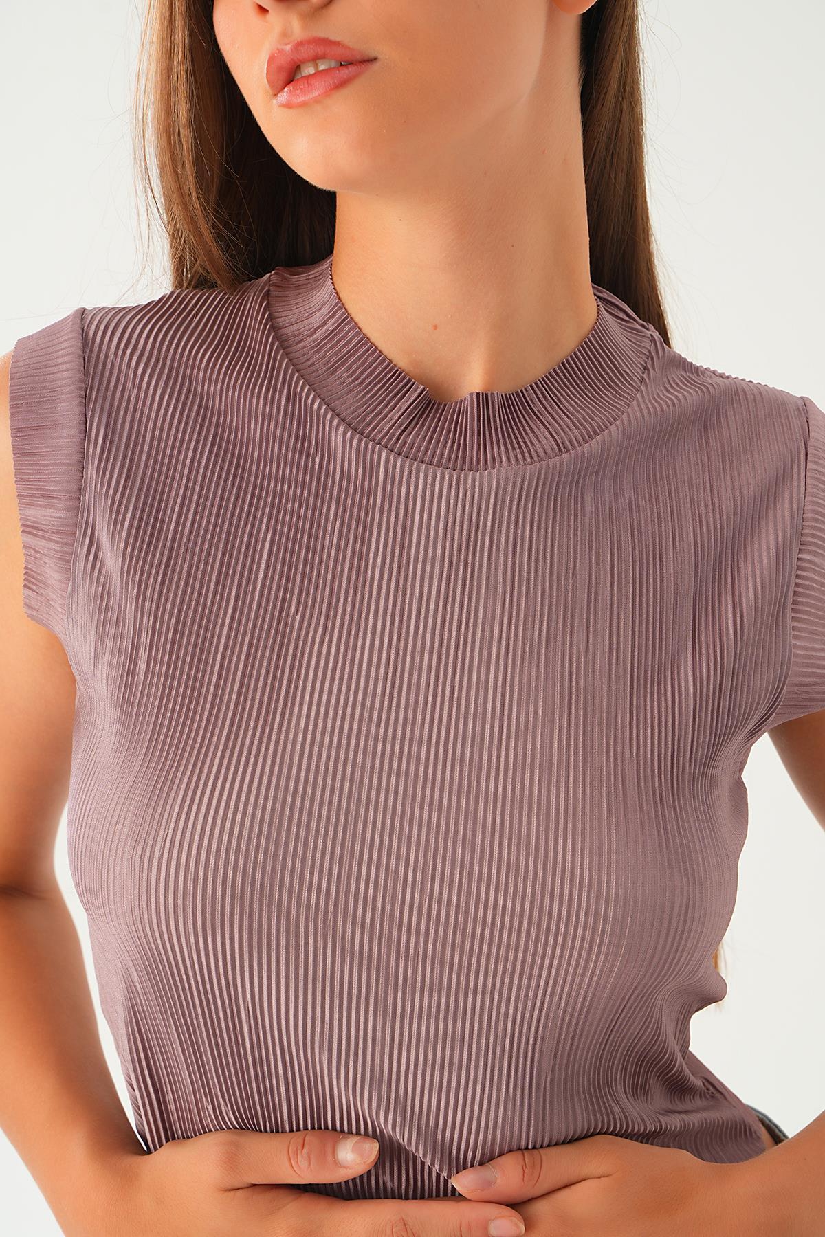 Vizon Sıfır Kol Pliseli Tişört 221 - 6