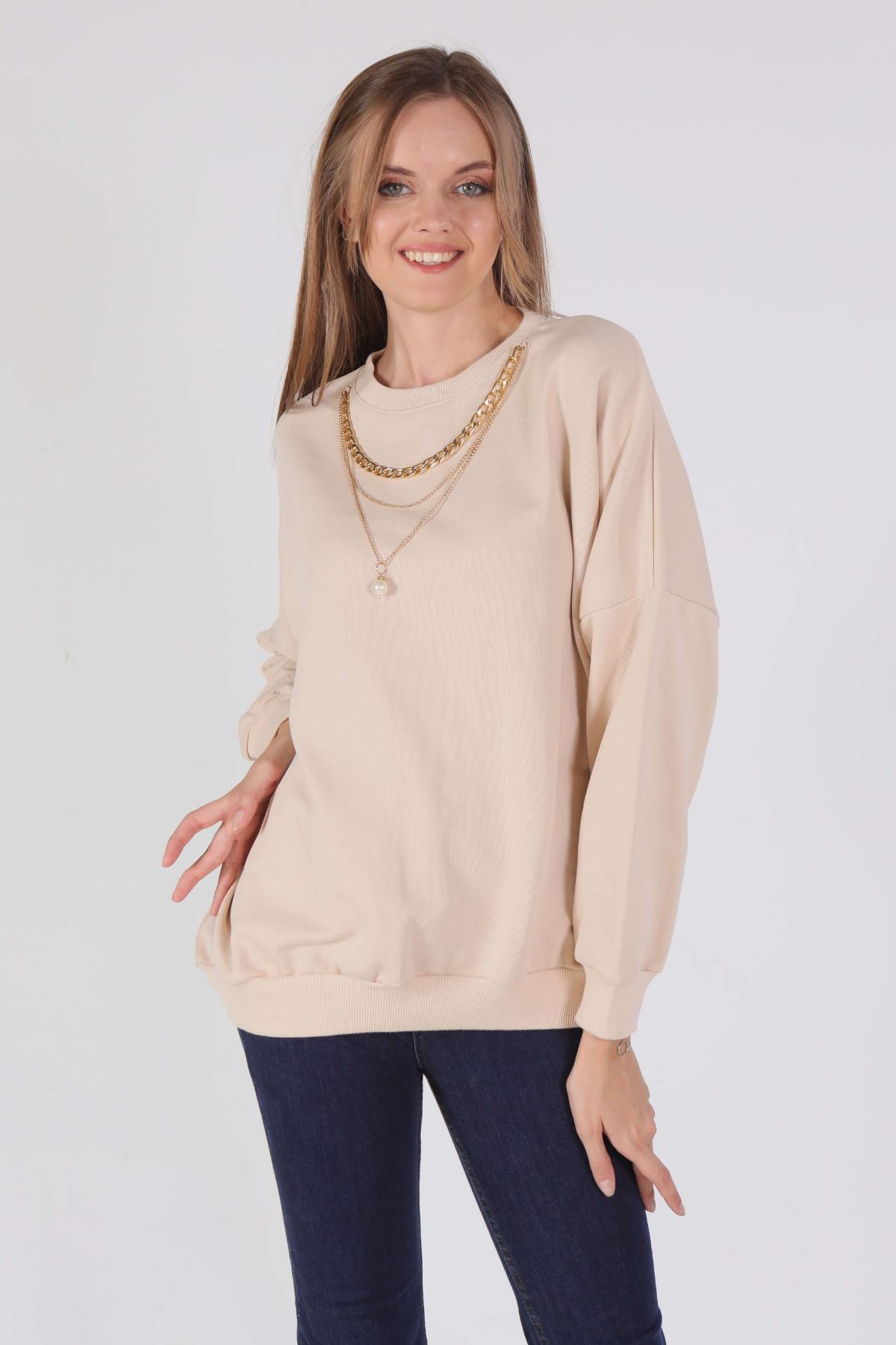 Bej Zincir Kolye Detay Sweat 221128 - 2