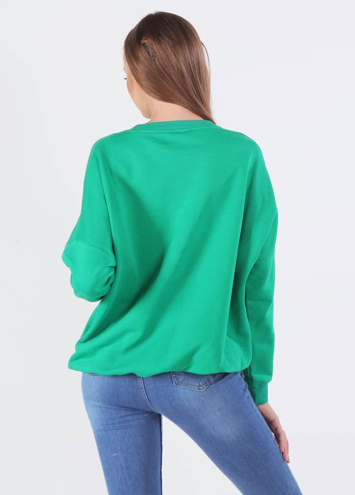 Benetton Yeşili Zincir Kolye Detay Sweat 221128 - 3