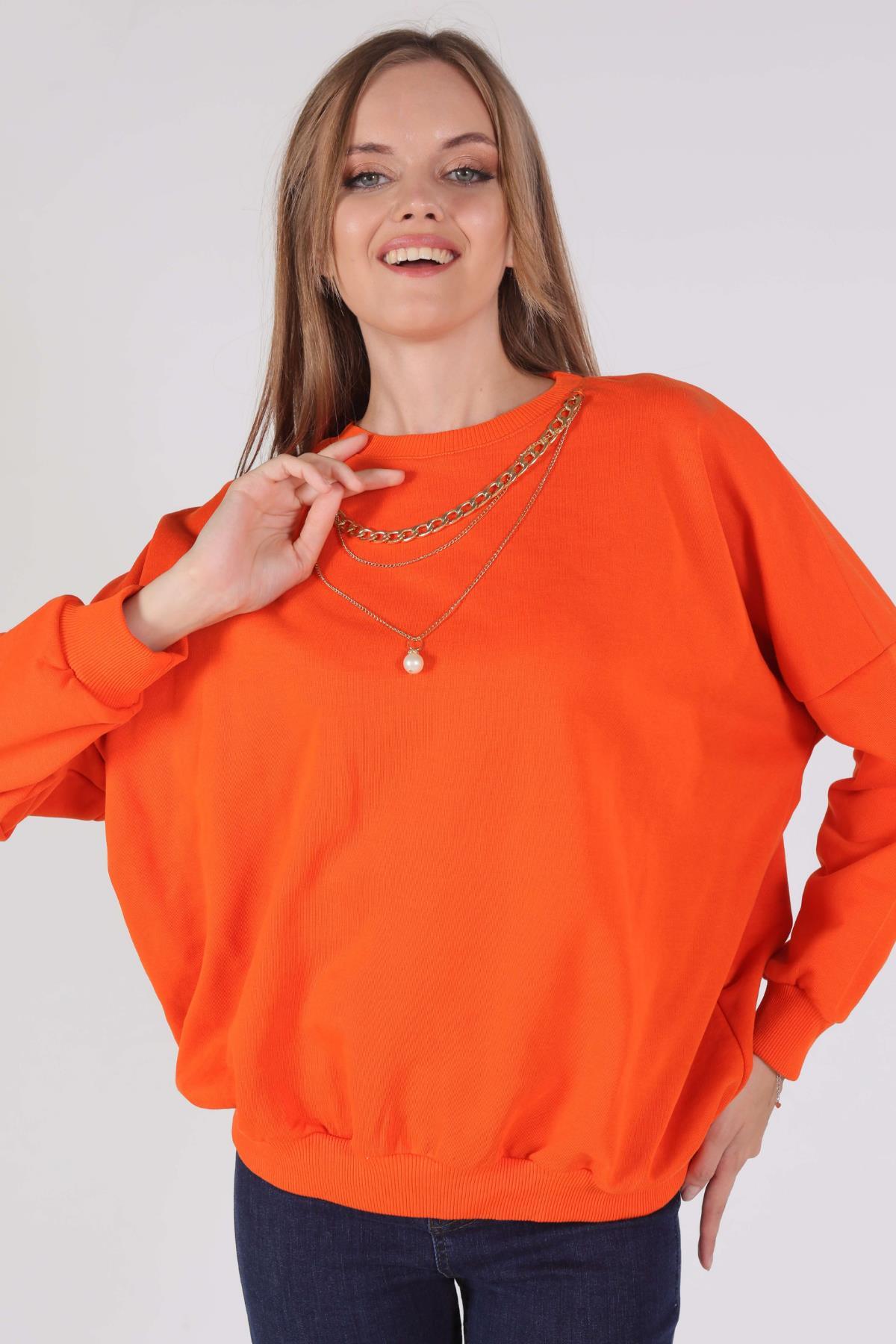 Orange Zincir Kolye Detay Sweat 221128 - 2