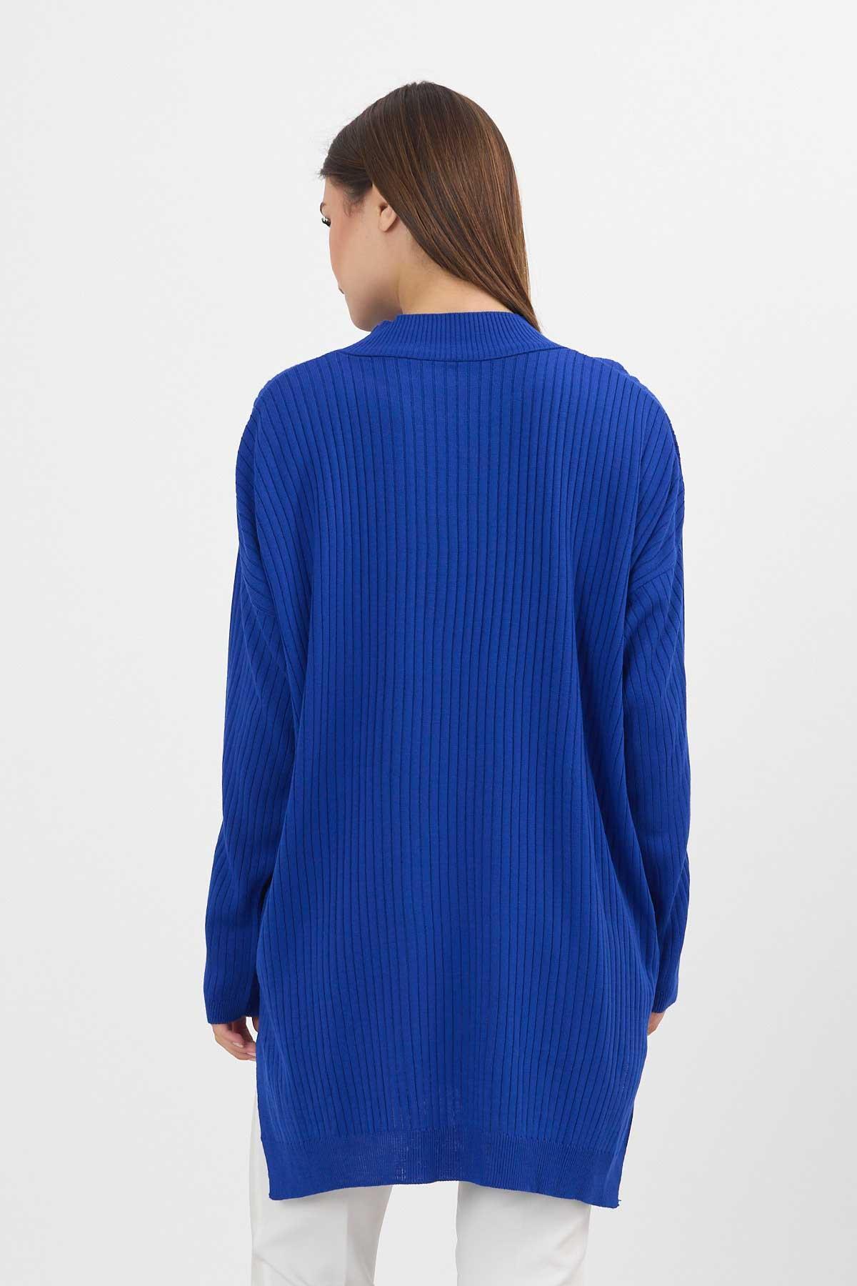 22131 Yırtmaç Detay Fitilli Tunik Saks - 6