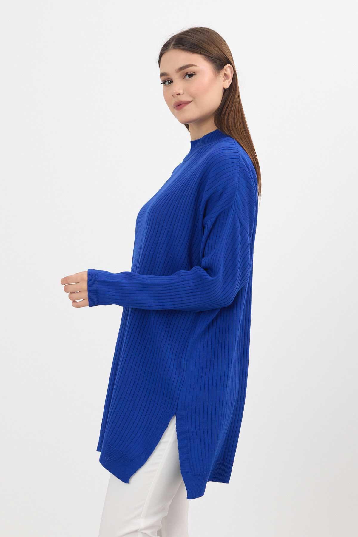 Saks Yırtmaç Detay Fitilli Kazak 22131 - 8