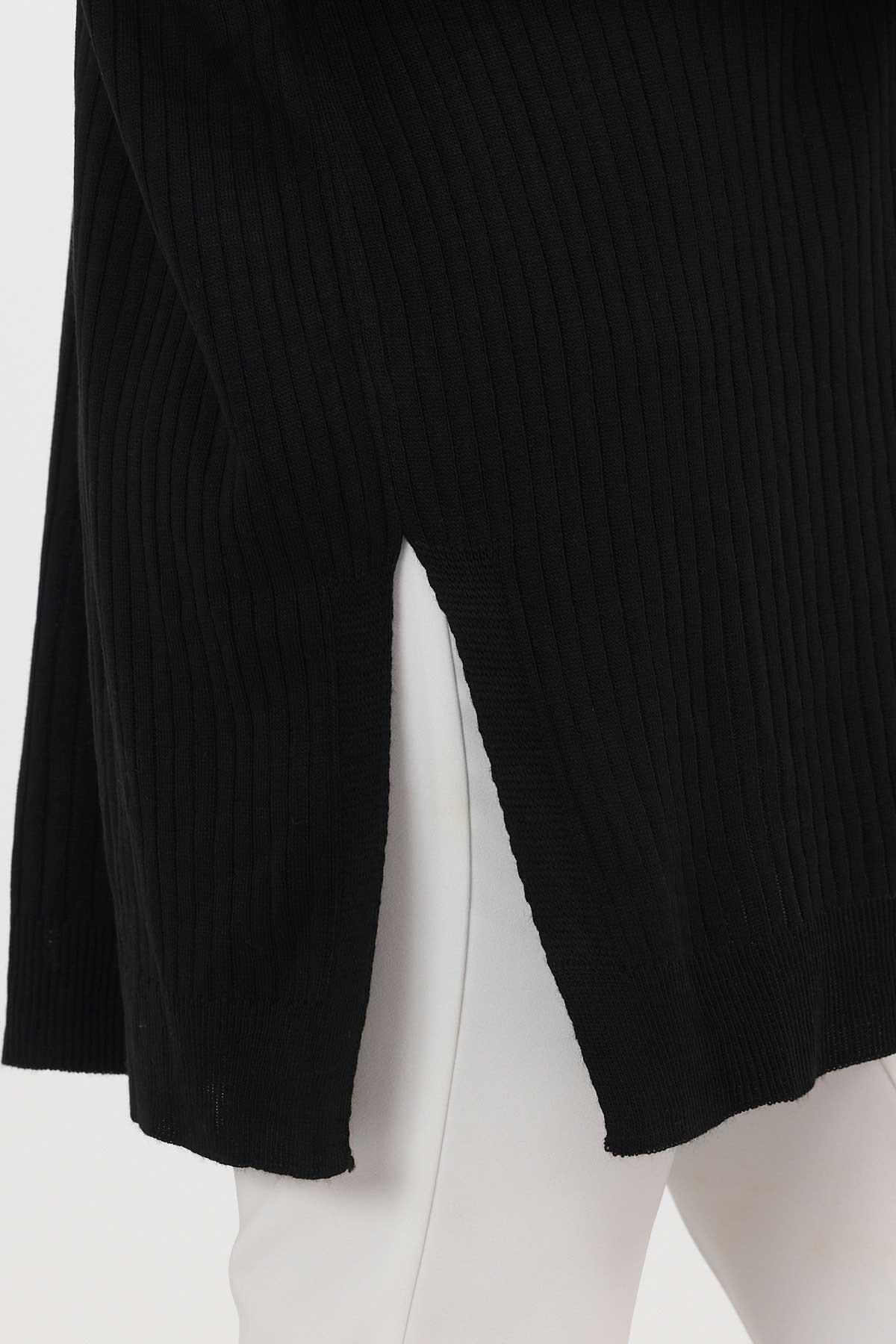 Siyah Yırtmaç Detay Fitilli Kazak 22131 - 5