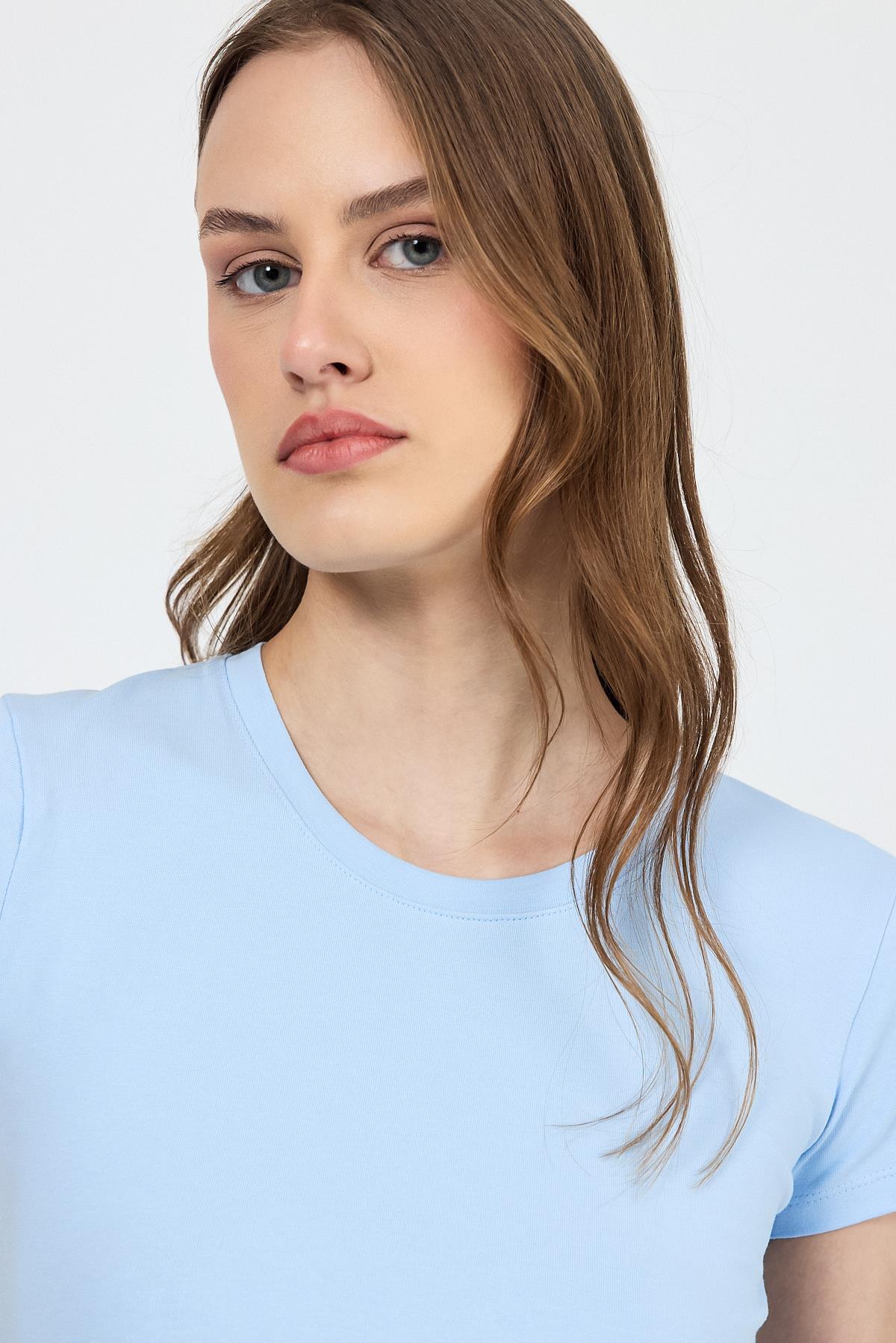 Mavi Slim Fit Bisiklet Yaka Kısa Kollu Tişört 2214 - RAYS