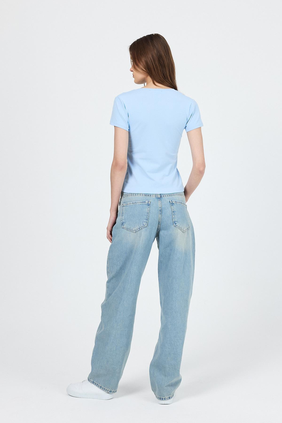 Mavi Slim Fit Bisiklet Yaka Kısa Kollu Tişört 2214 - 6