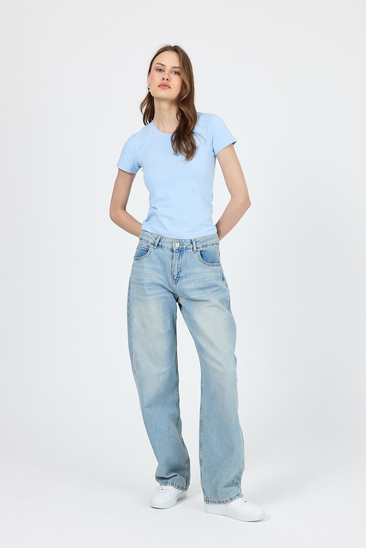 Mavi Slim Fit Bisiklet Yaka Kısa Kollu Tişört 2214 - 7