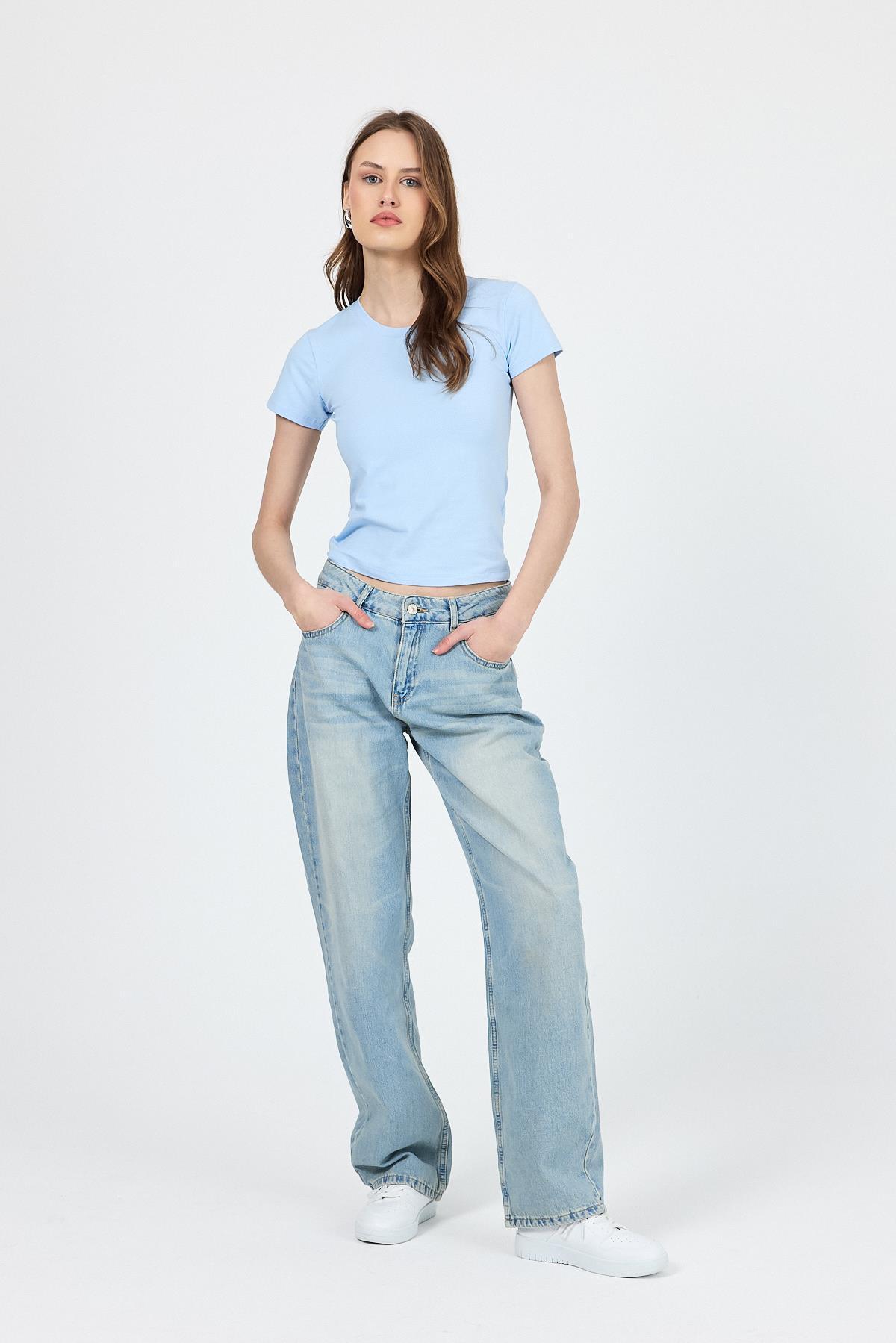 Mavi Slim Fit Bisiklet Yaka Kısa Kollu Tişört 2214 - 8