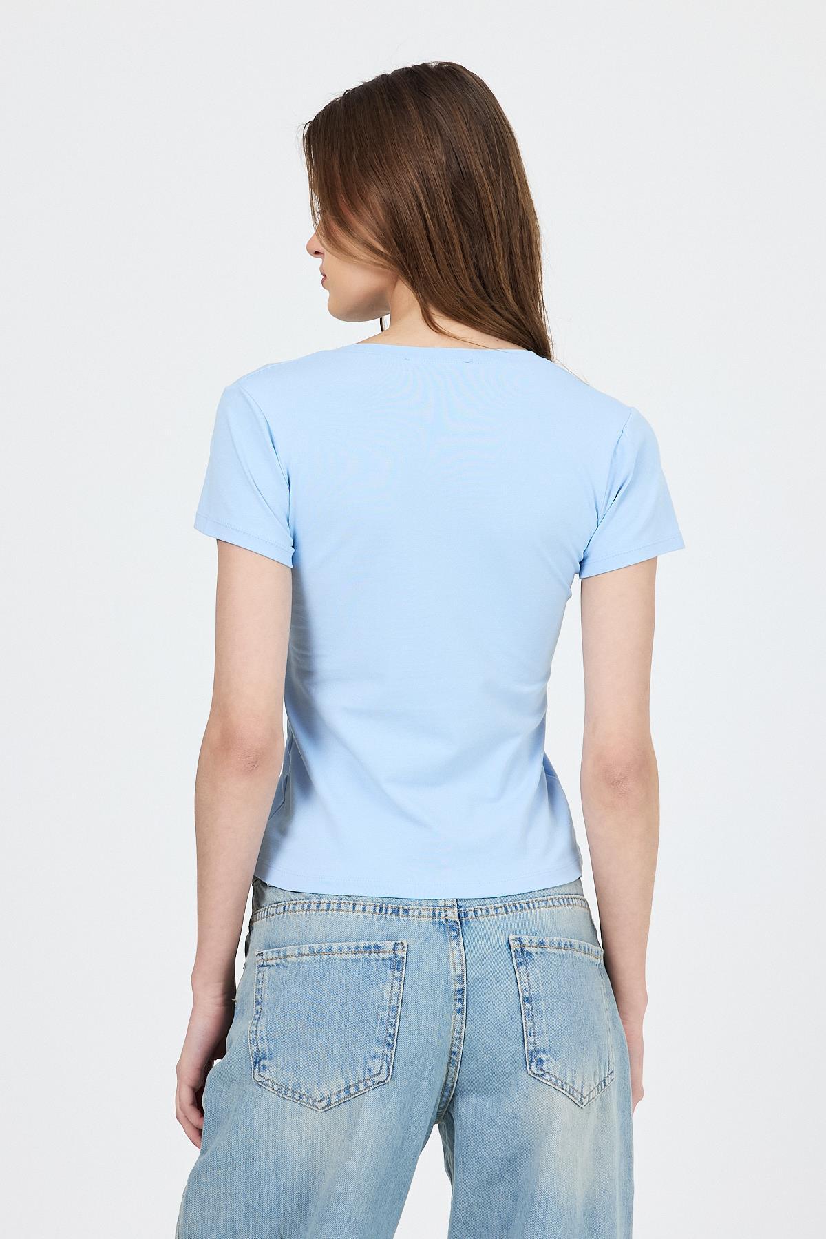 Mavi Slim Fit Bisiklet Yaka Kısa Kollu Tişört 2214 - 5