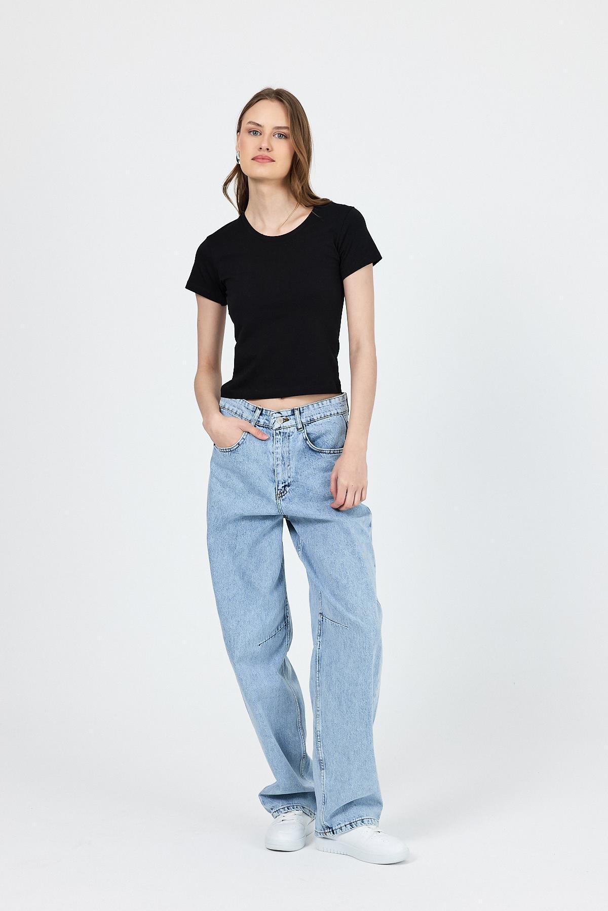 Siyah Slim Fit Bisiklet Yaka Kısa Kollu Tişört 2214 - 8