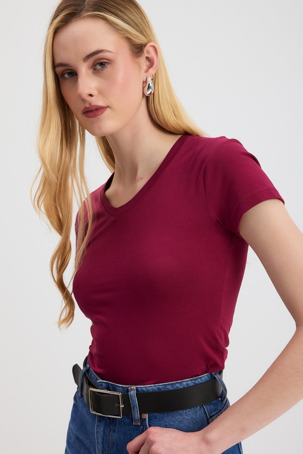 Bordo V Yaka Bady 2215 