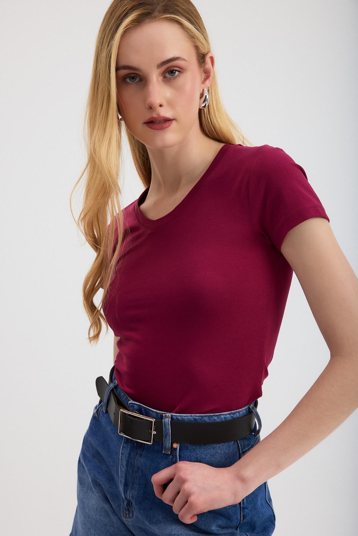 Bordo V Yaka Bady 2215 - 3