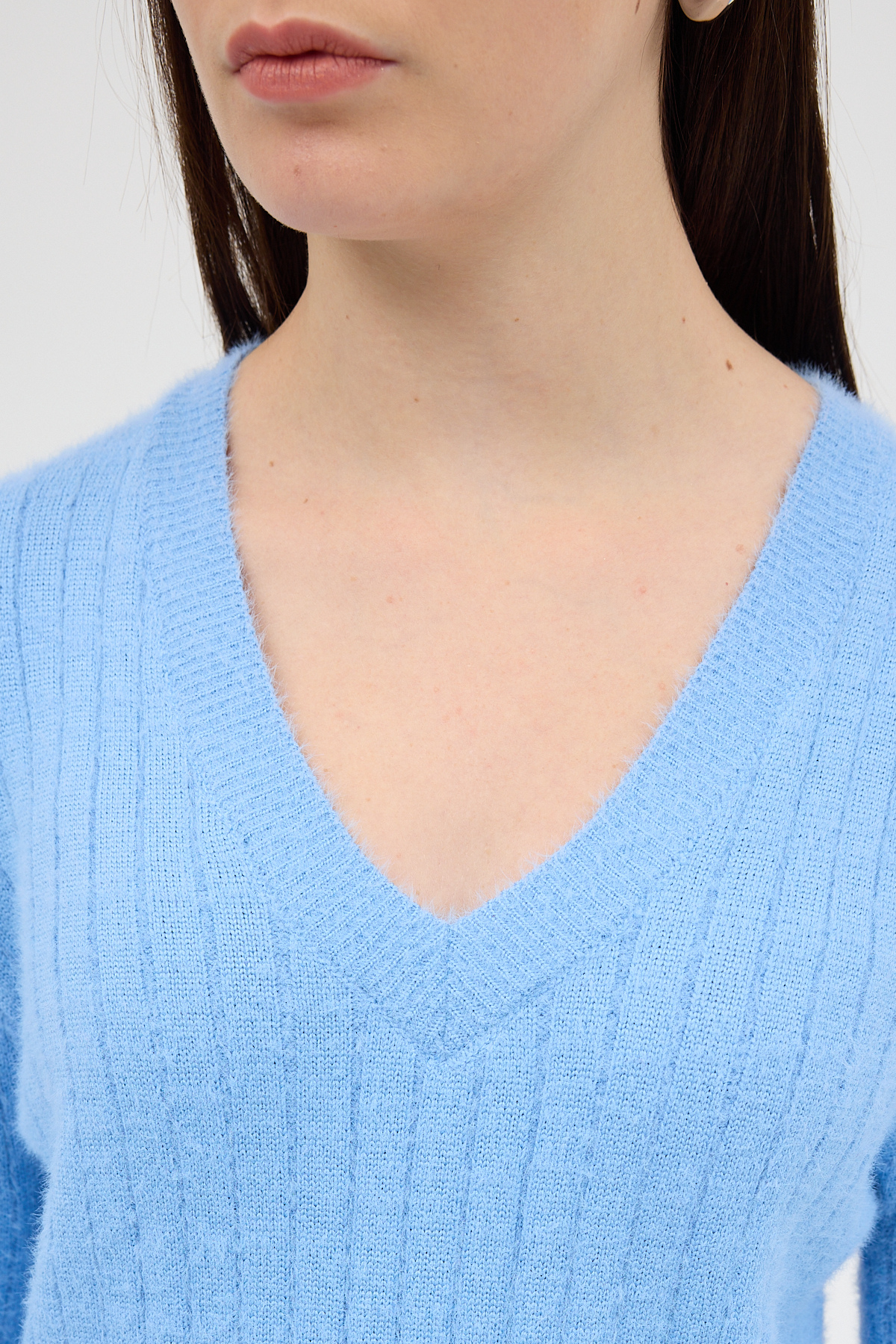 Bebe Mavi V Yaka Triko Kadın Kazak 2217 - RAYS