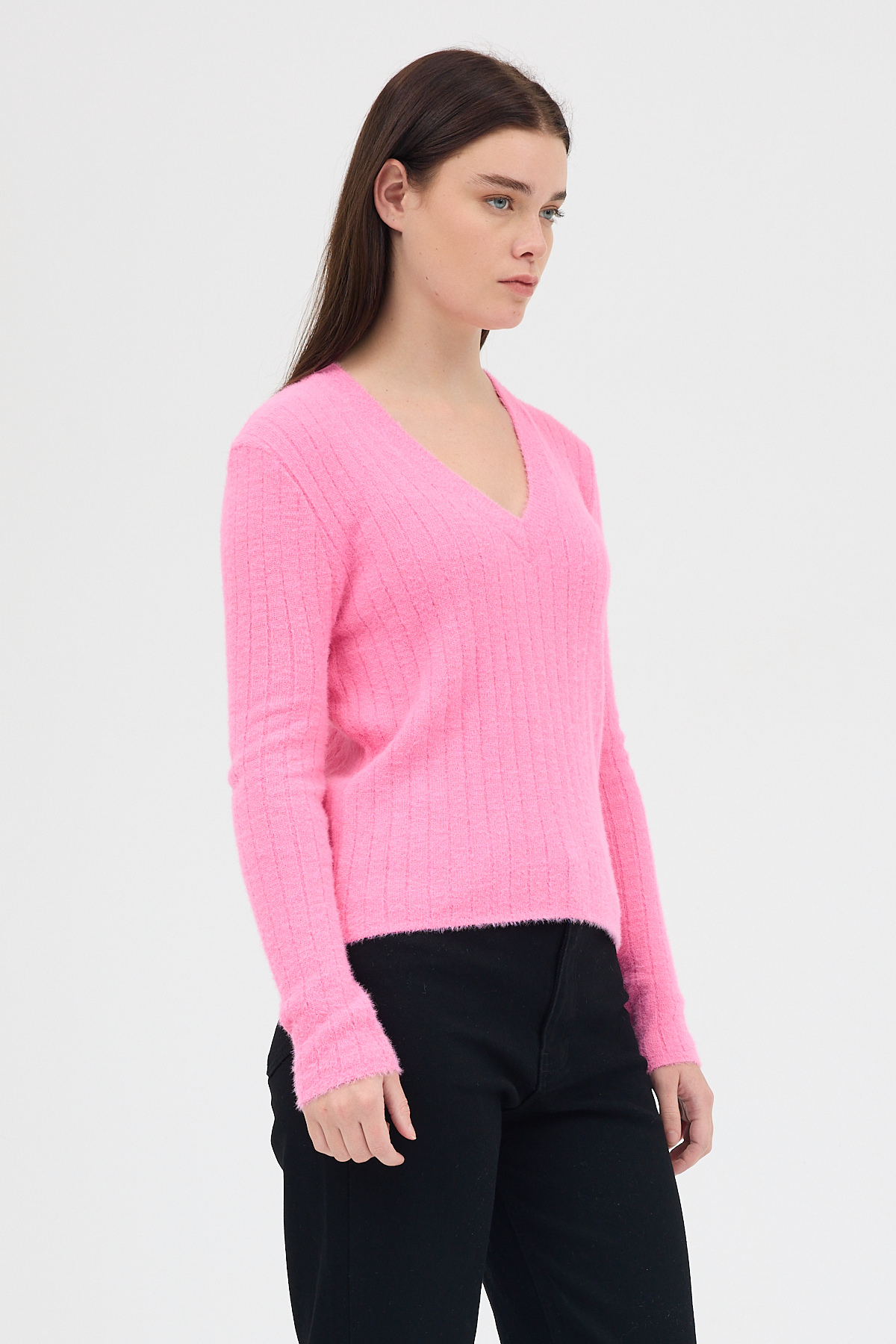 Pembe V Yaka Triko Kadın Kazak 2217 - RAYS