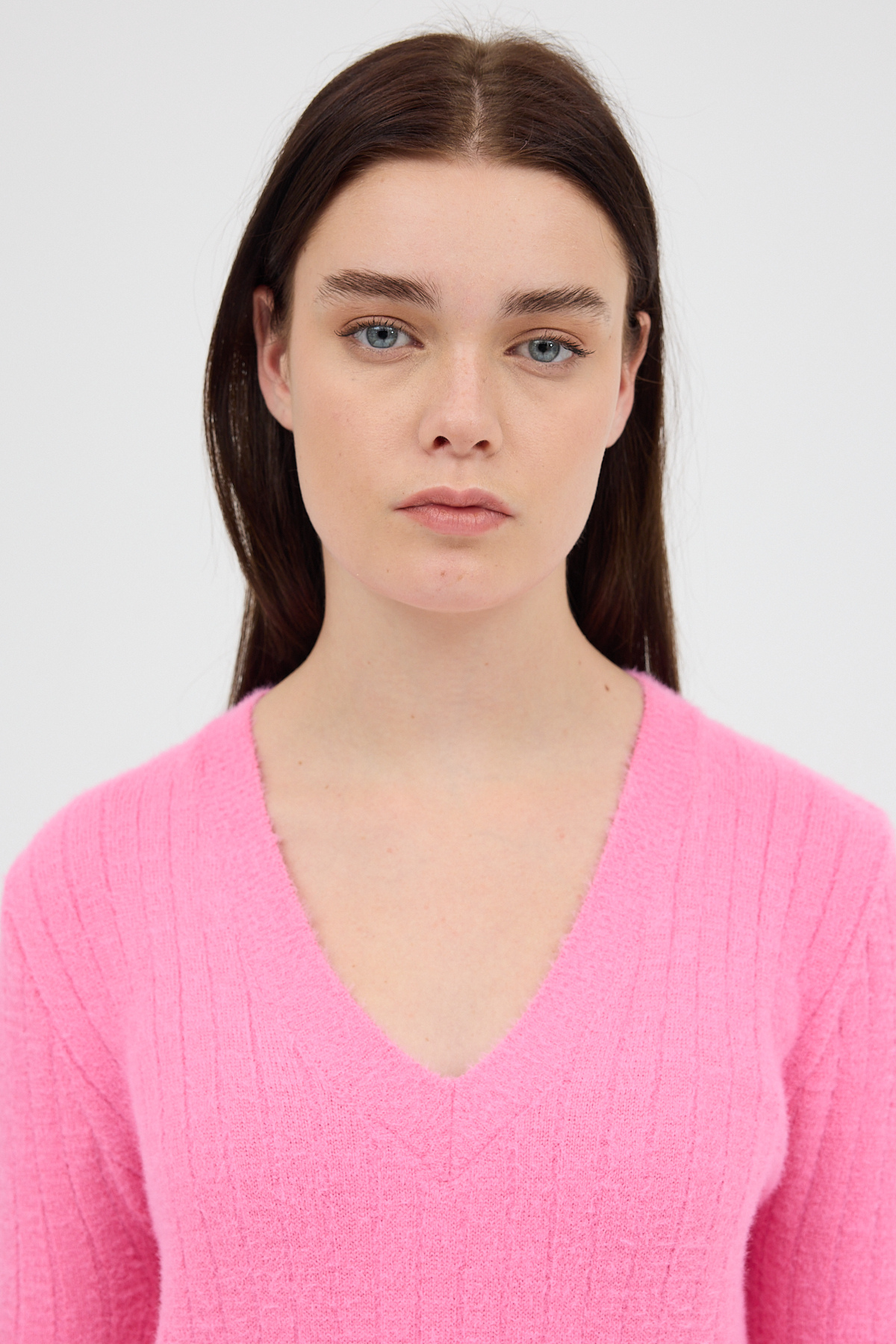 Pembe V Yaka Triko Kadın Kazak 2217 - RAYS