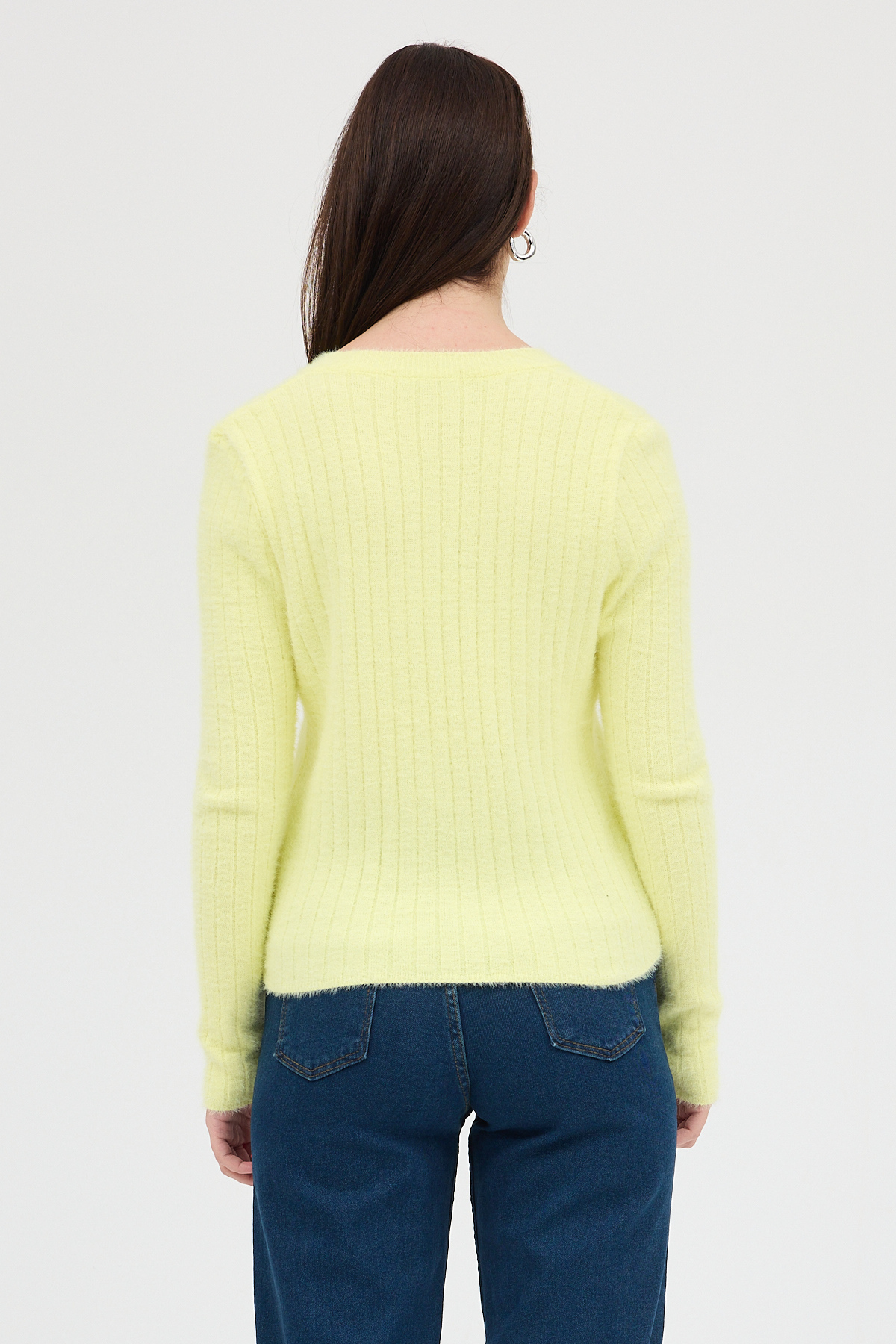 Sarı V Yaka Triko Kadın Kazak 2217 - 5