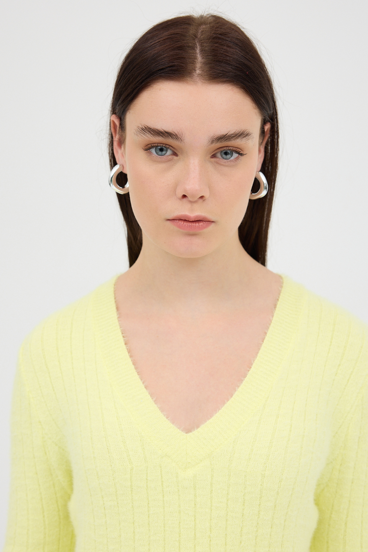 Sarı V Yaka Triko Kadın Kazak 2217 - 6