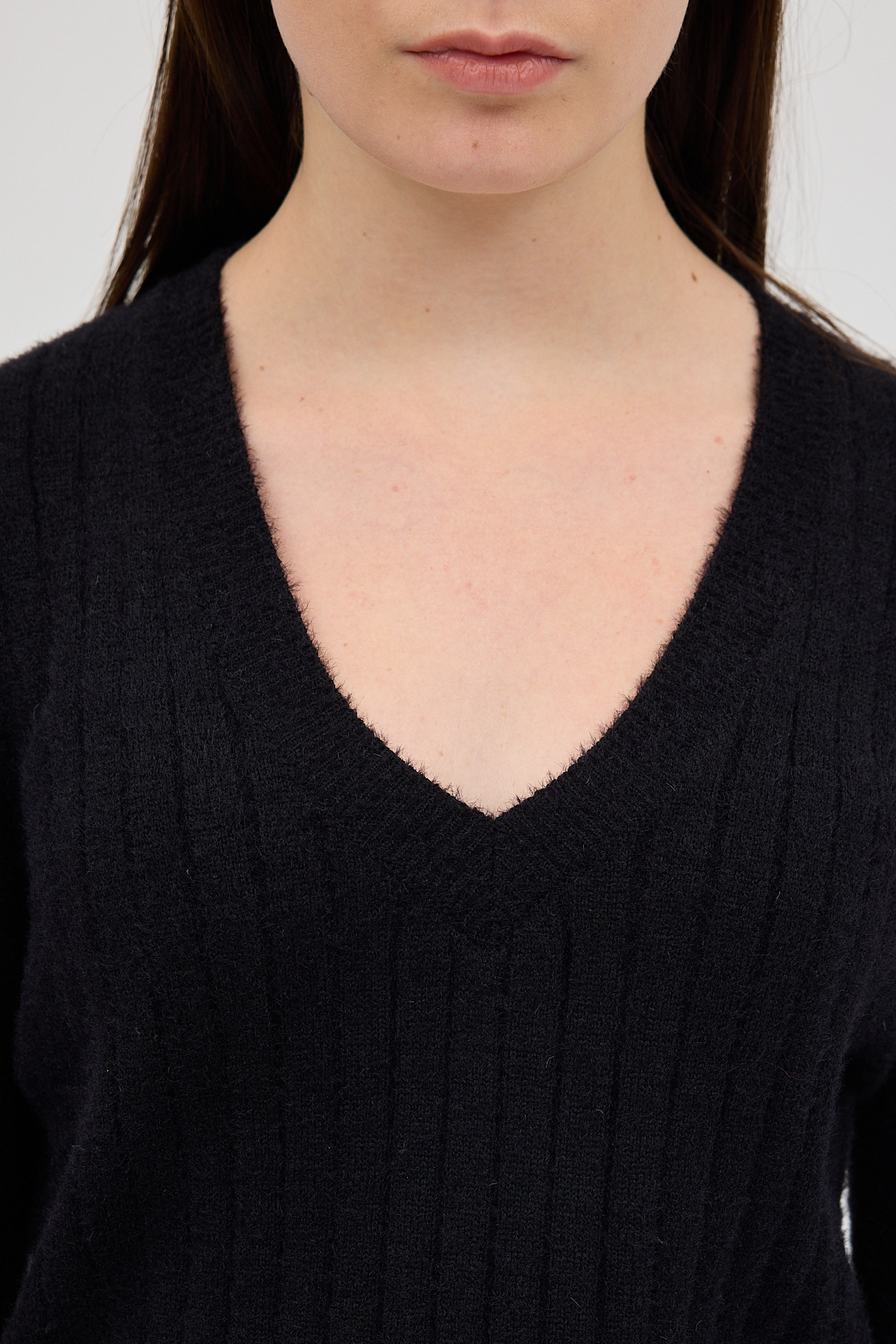 Siyah V Yaka Triko Kadın Kazak 2217 - RAYS