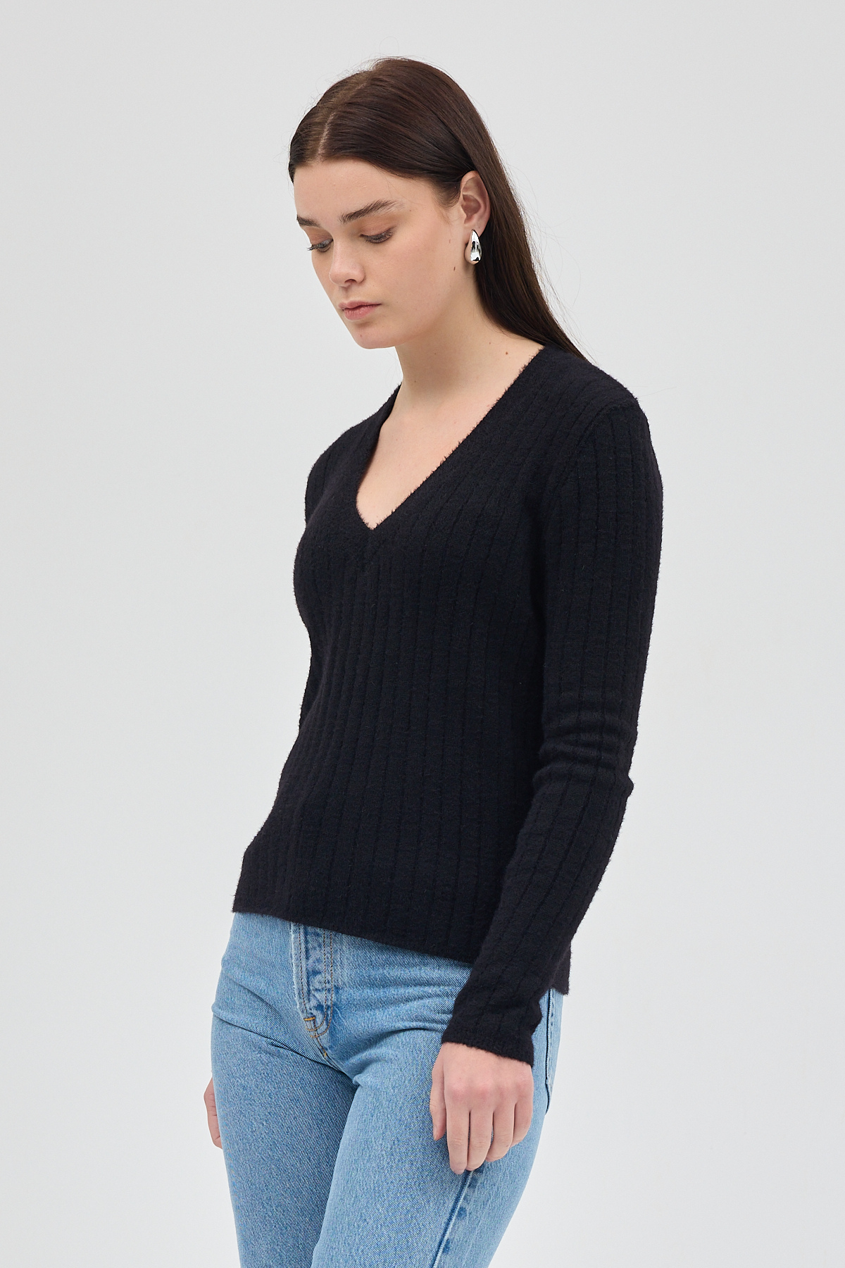 Siyah V Yaka Triko Kadın Kazak 2217 - 7
