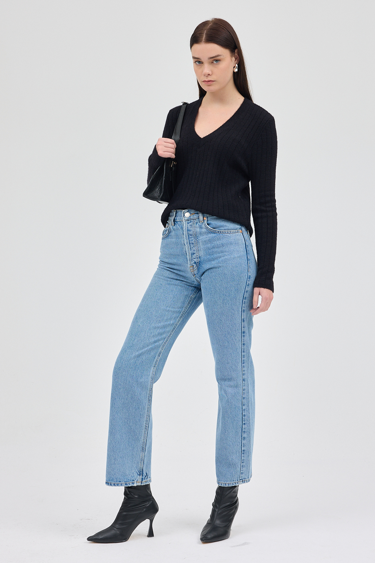 Siyah V Yaka Triko Kadın Kazak 2217 - 3