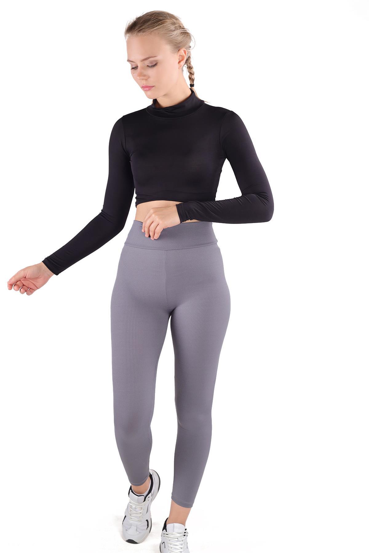 Siyah Balıkçı Yaka Crop Bluz 222 - 3