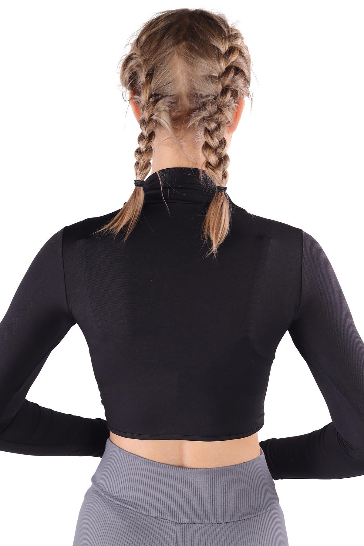 Siyah Balıkçı Yaka Crop Bluz 222 - 5