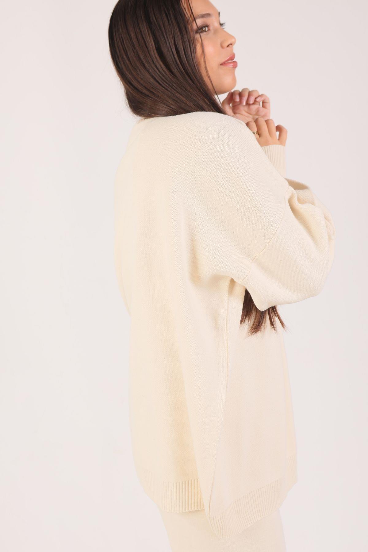 22255 Triko Pantolon Takım Ekru - 4