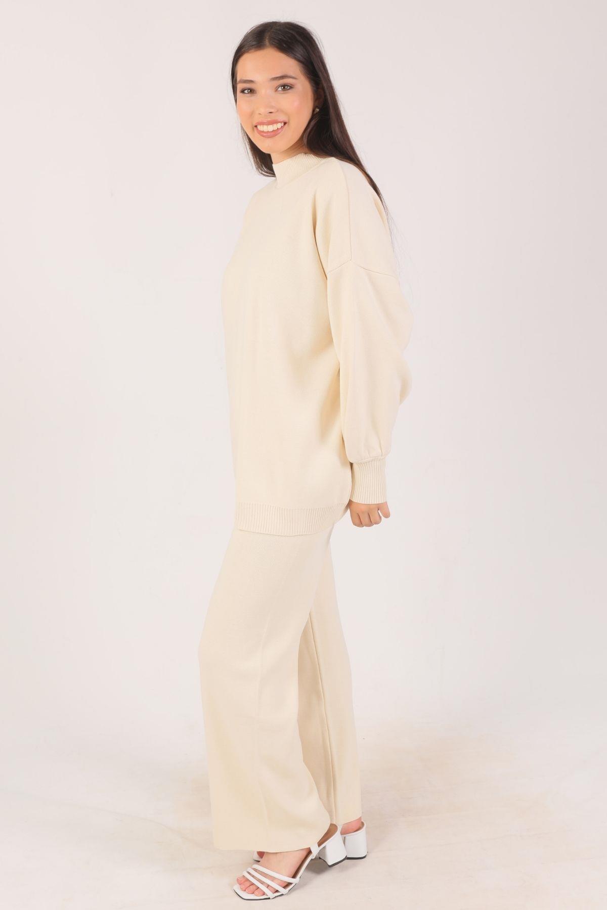 Ekru Triko Pantolon Takım 22255 