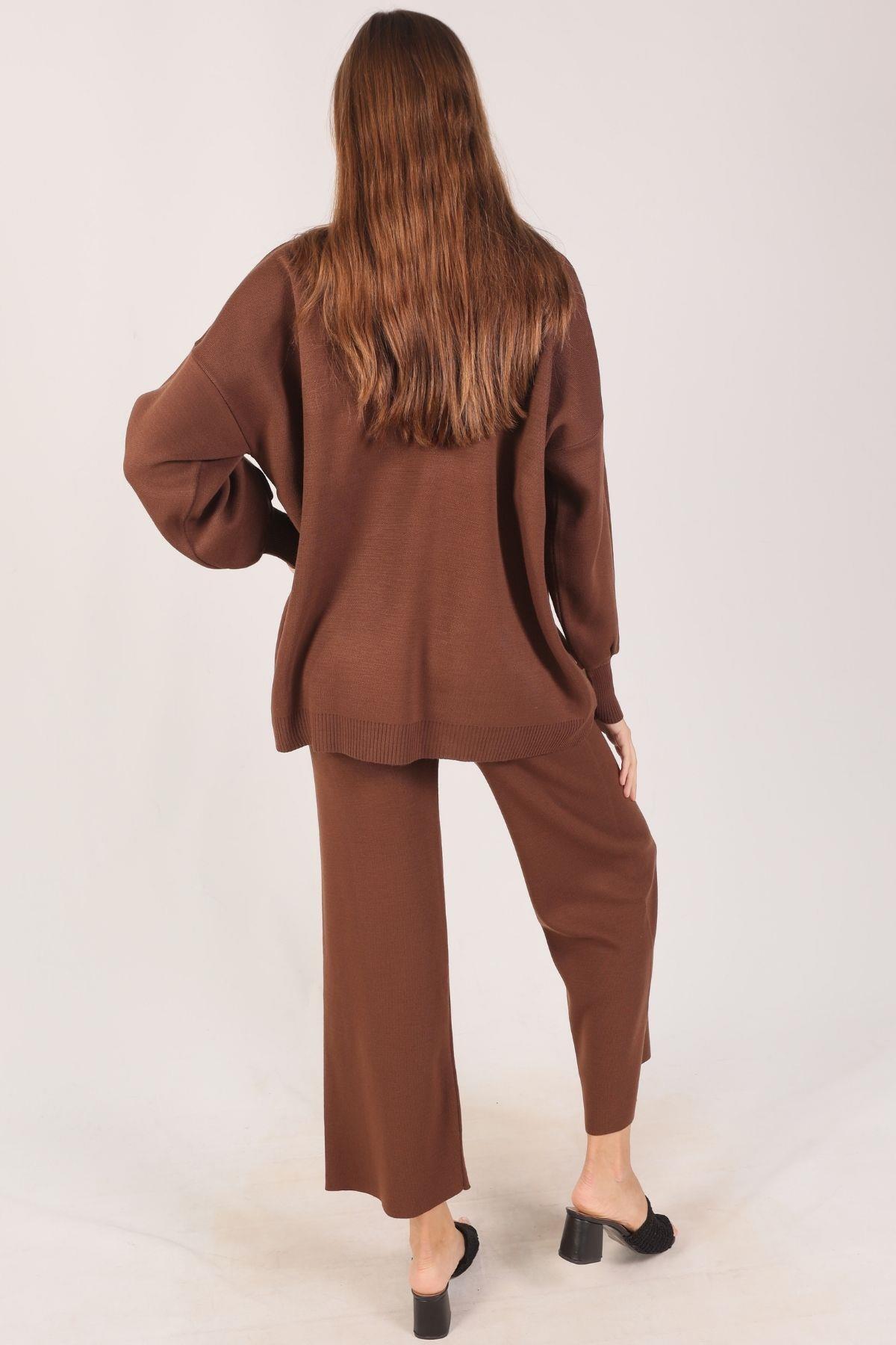 22255 Triko Pantolon Takım Kahve - 4