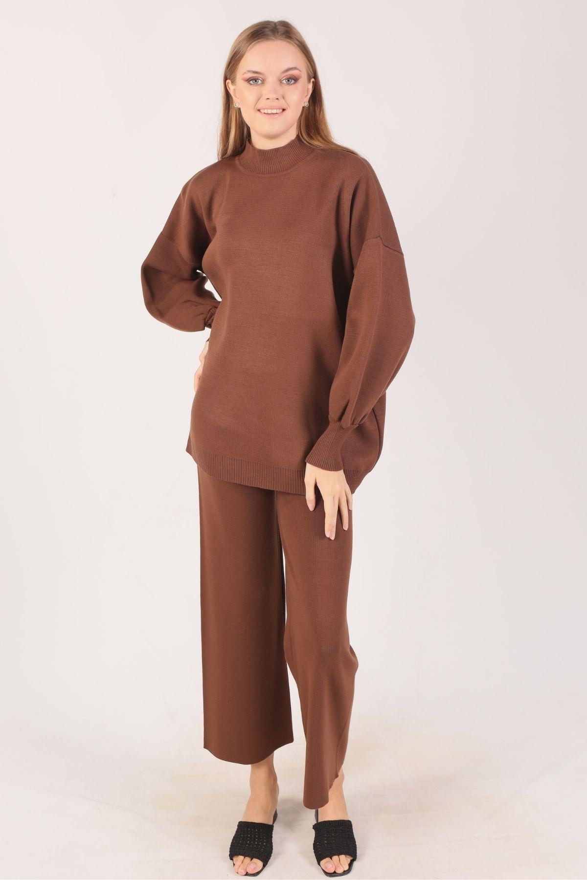 22255 Triko Pantolon Takım Kahve - 1