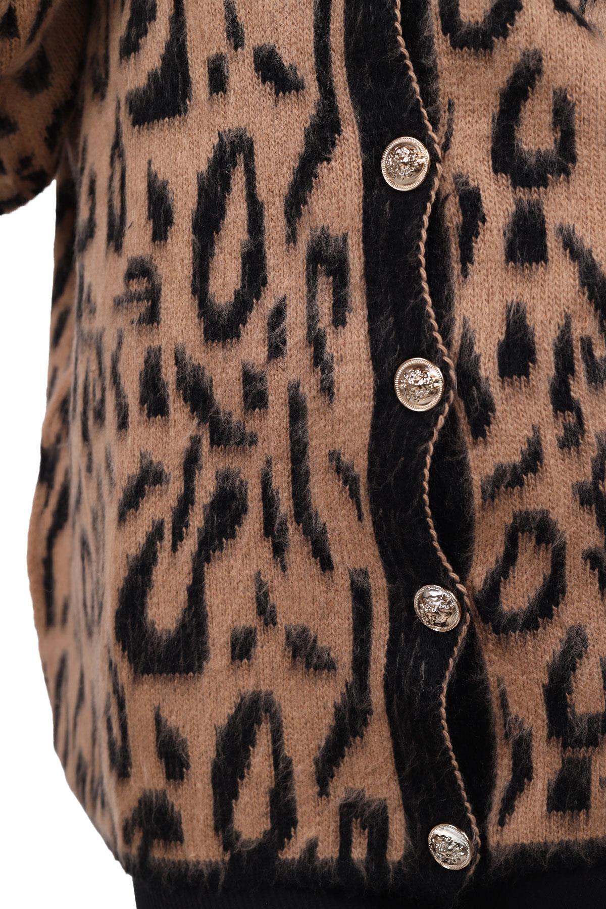 Leopar Yakası Kürklü Hırka 22288 Kahve - 5