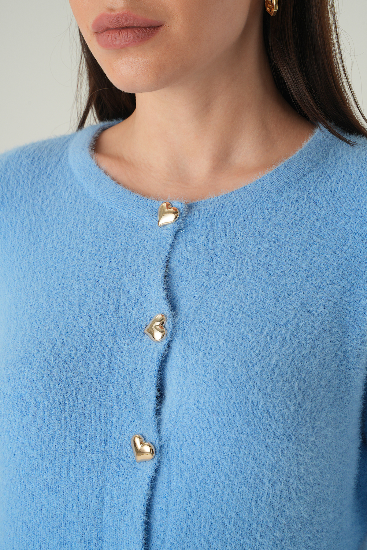 Bebe Mavi Kadın Yumoş Dokulu Düğmeli Triko Hırka 2241 - RAYS