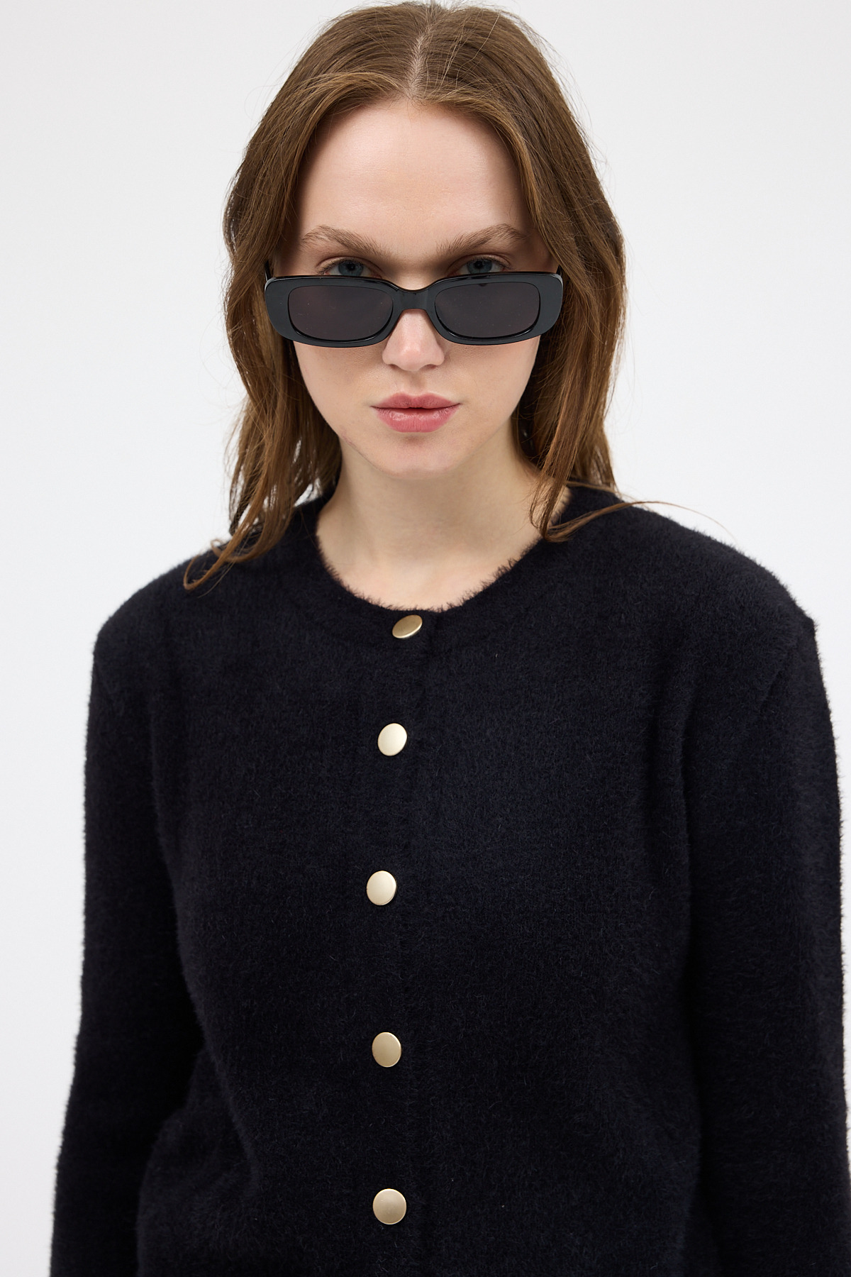 Siyah Kadın Yumoş Dokulu Düğmeli Triko Hırka 2241 - 4