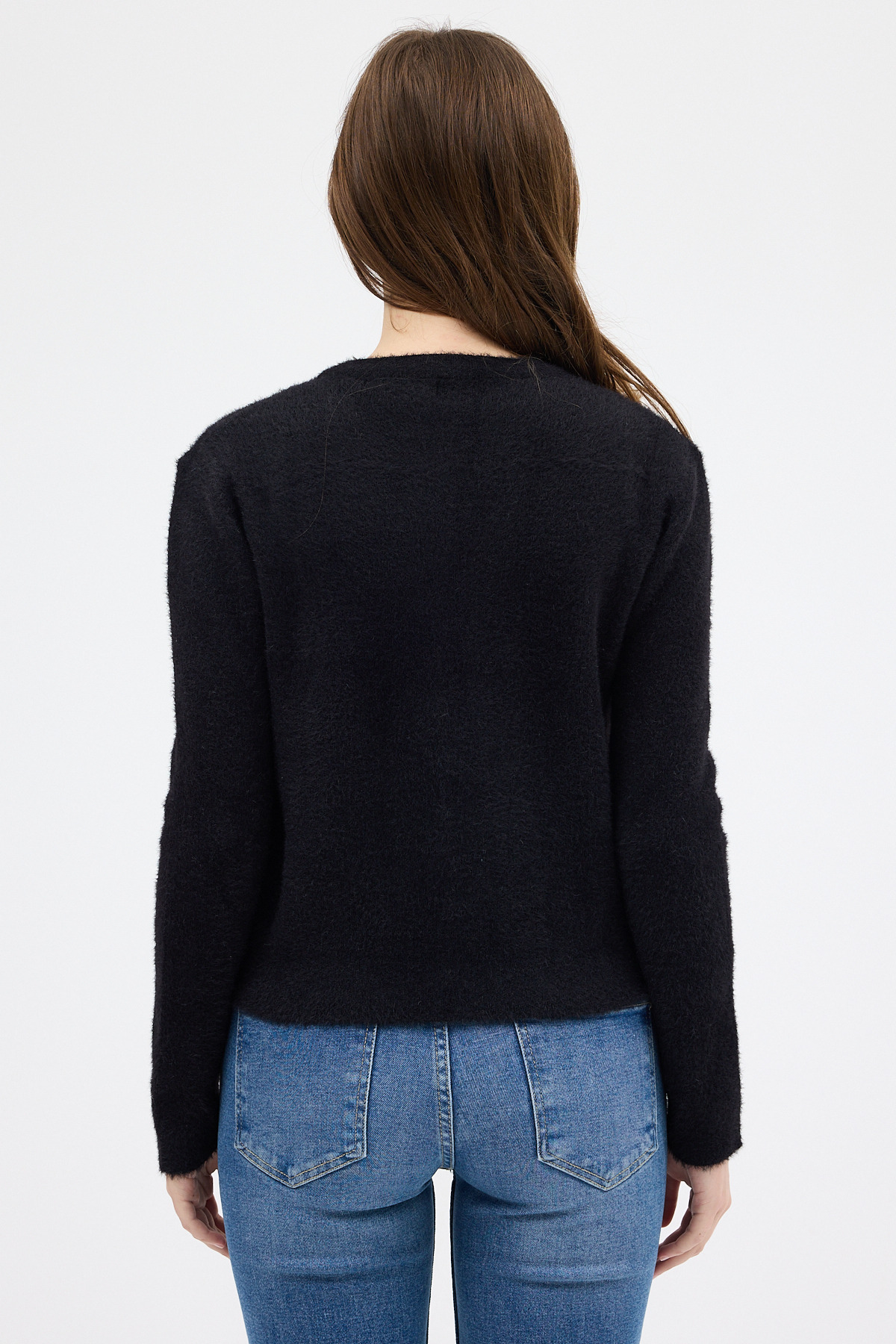 Siyah Kadın Yumoş Dokulu Düğmeli Triko Hırka 2241 - 5