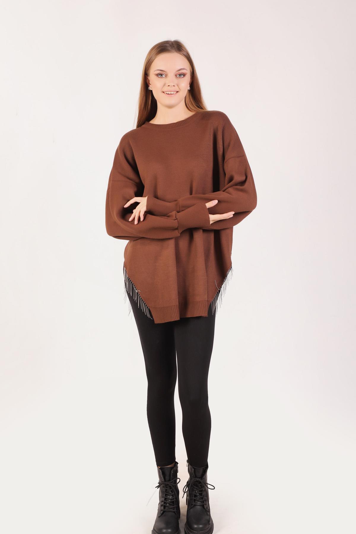 2260 Yan Zincirli Tunik Acı Kahve - 1