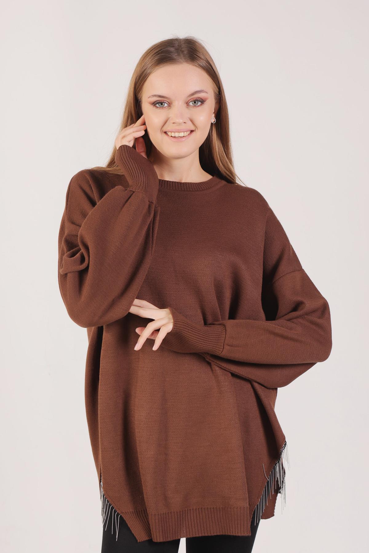 2260 Yan Zincirli Tunik Acı Kahve - 2