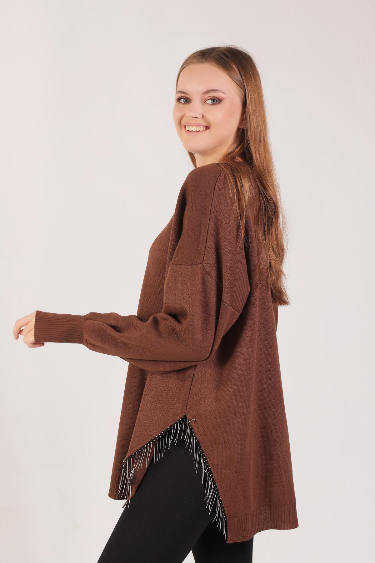 2260 Yan Zincirli Tunik Acı Kahve - 3