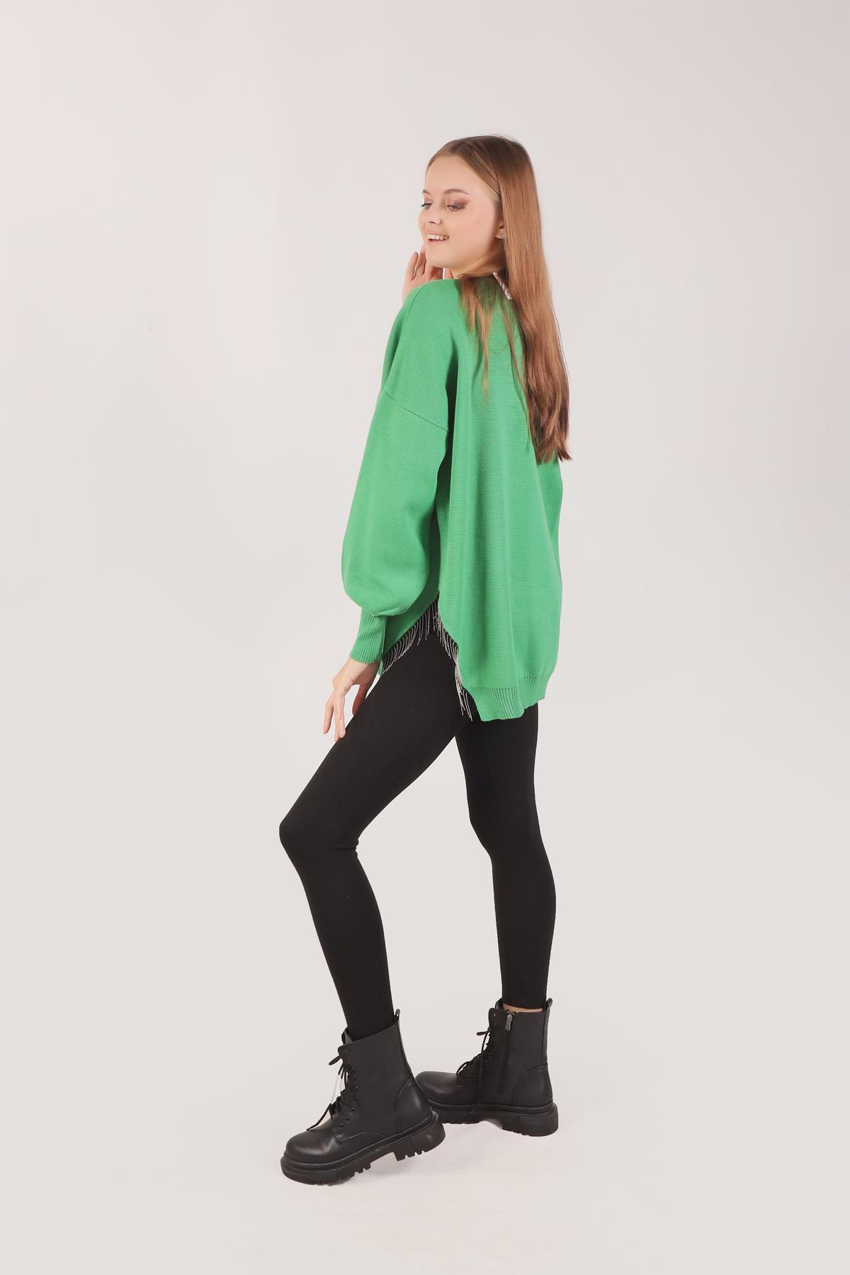 Benetton Yeşili Yan Zincirli Tunik 2260 - 3